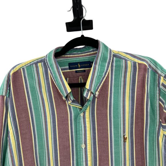 Ralph Lauren‎ Striped Oxford Butto Down Long Sleeve Shirt Multicolor Size XL - Picture 2 of 12
